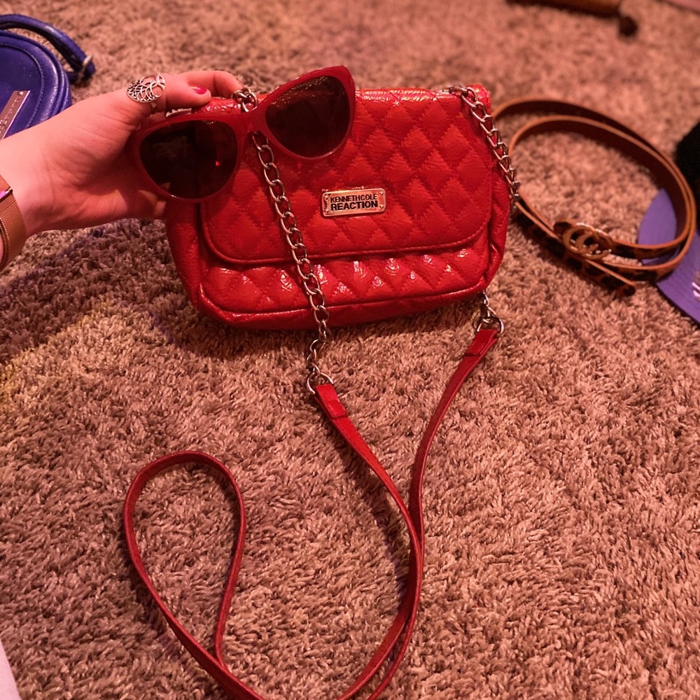 Red and blue cross body purses